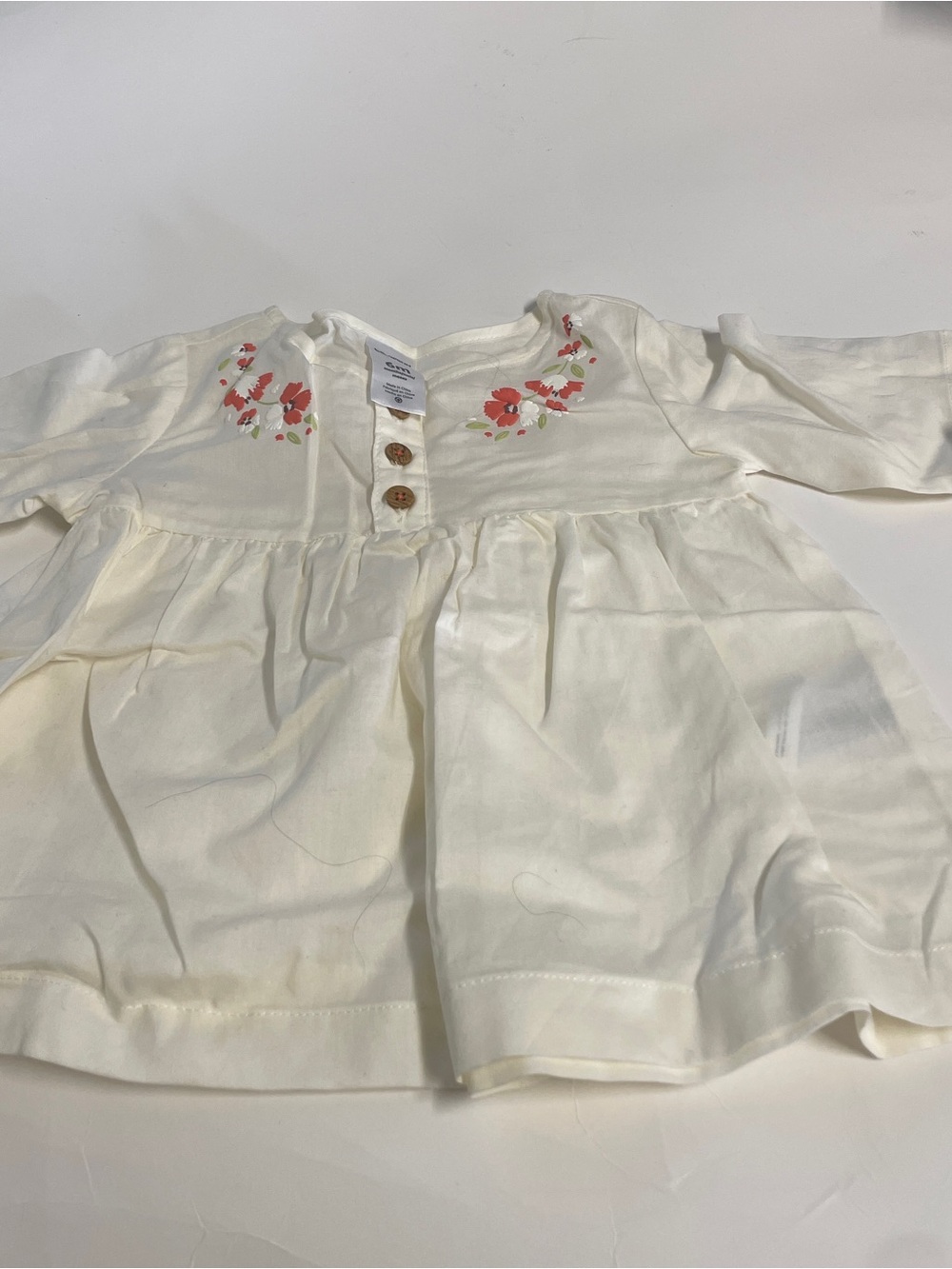Carters NWT Cream Baby Swim Dress Coverup with Floral Embroidery